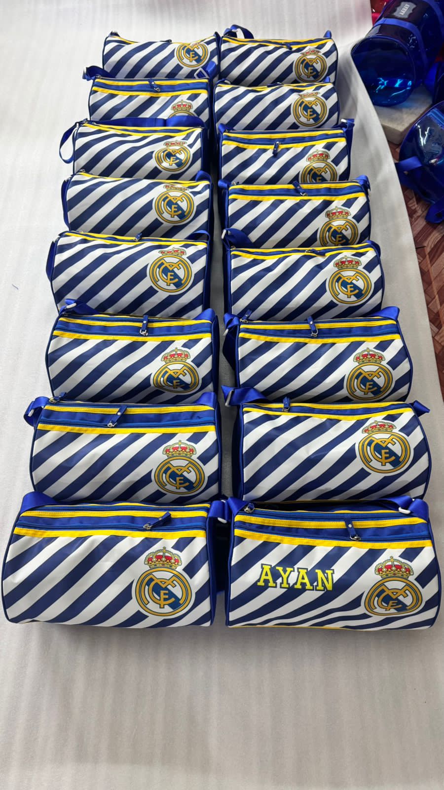 Personalised duffle bag pack of 20 in single theme and name 