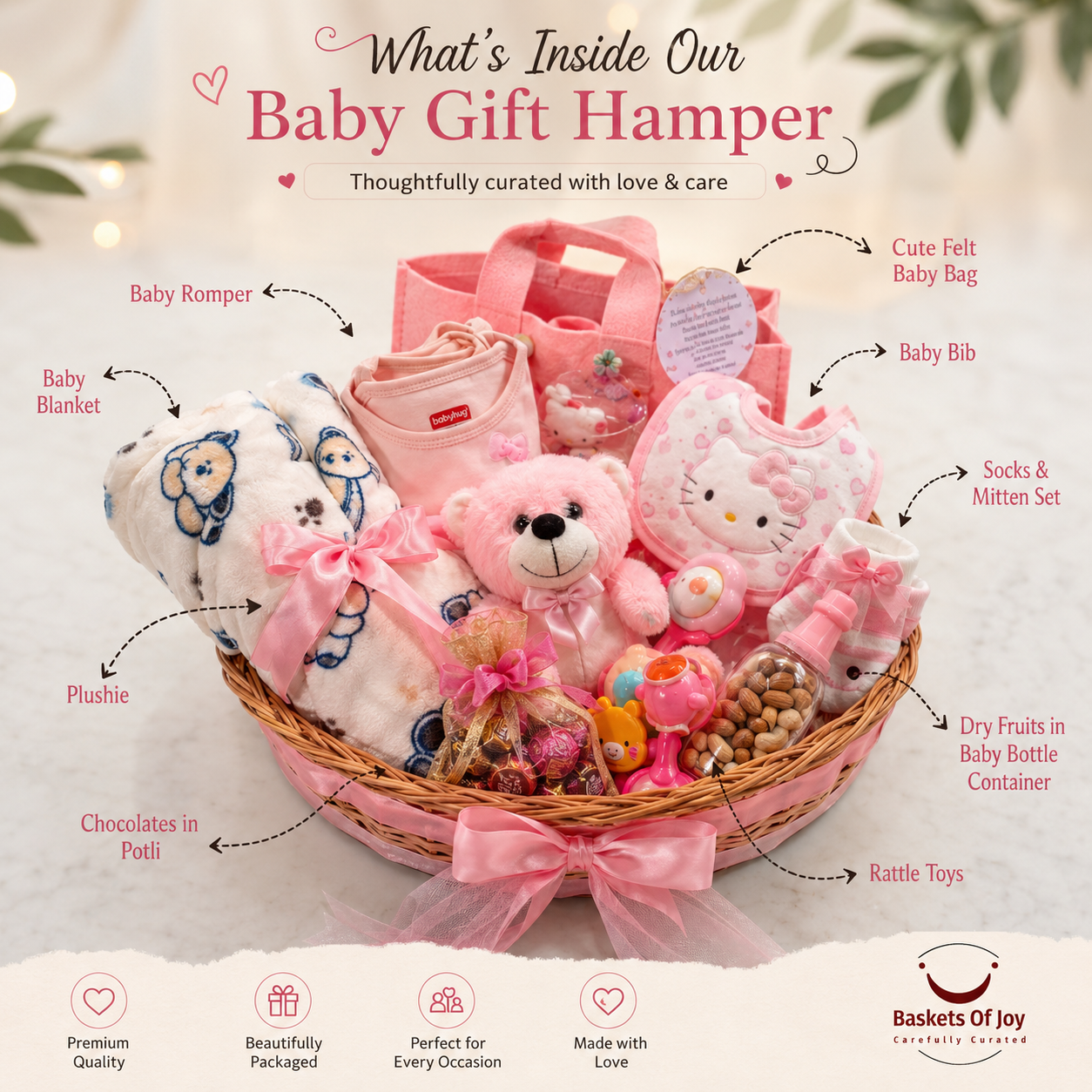 Little Pink Bundle of Joy Baby arrival baby shower hamper 