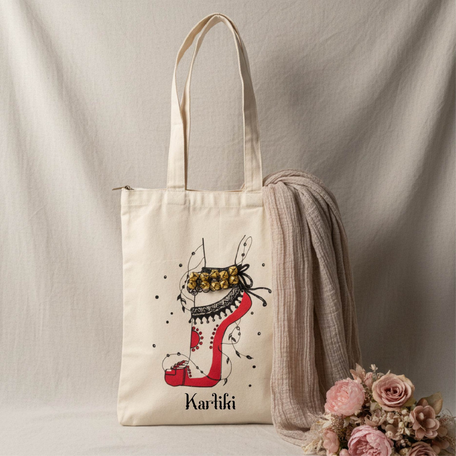 Personalised artistic canvas tote bag 